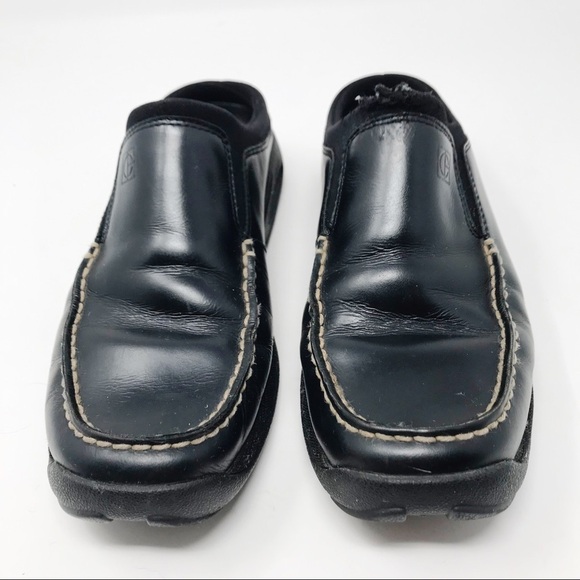 Y2K Cole Haan Nike Air Leather Double Stitch Slip On Block Heel Mules Black 8 B - Picture 2 of 12